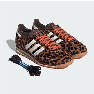 adidas Leopard Print Sneakers with Orange Laces